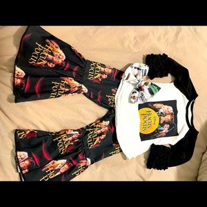 Baby boutique Hocus Pocus bell bottoms and ruffle 3/4 sleeve top